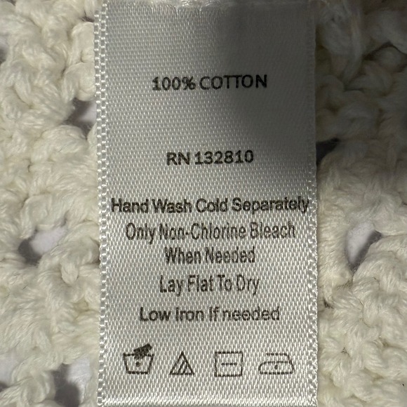 ATTITUDES by Renee Cream Crochet Knit Cropped Sweater Cardigan Bolero Jacket S - Picture 8 of 11